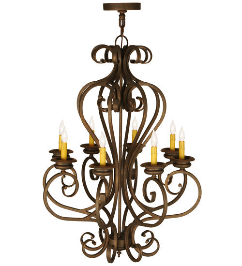 Meyda Lighting Fernando 28" 8-Light French Bronze Chandelier With Amber Faux Candlelight