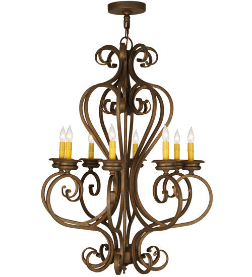 Meyda Lighting Fernando 28" 8-Light French Bronze Chandelier With Amber Faux Candlelight