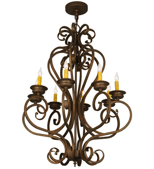 Meyda Lighting Fernando 28" 8-Light French Bronze Chandelier With Amber Faux Candlelight