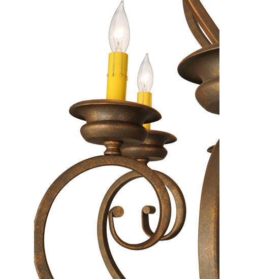 Meyda Lighting Fernando 28" 8-Light French Bronze Chandelier With Amber Faux Candlelight