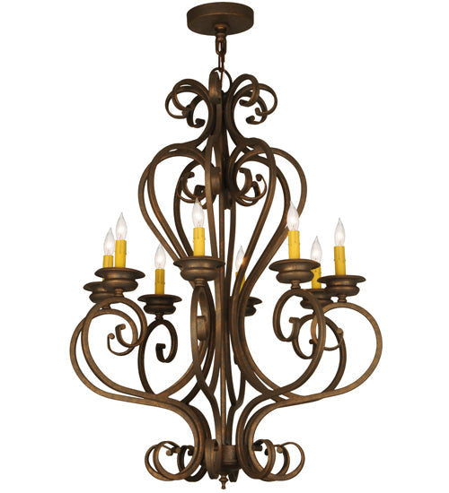 Meyda Lighting Fernando 28" 8-Light French Bronze Chandelier With Amber Faux Candlelight