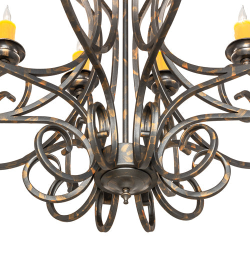 Meyda Lighting Fernando 42" 10-Light French Bronze Chandelier With Ivory Faux Candlelight