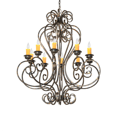 Meyda Lighting Fernando 42" 10-Light French Bronze Chandelier With Ivory Faux Candlelight