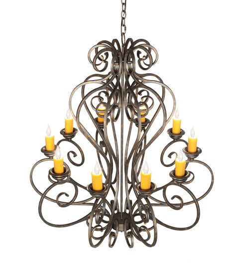 Meyda Lighting Fernando 42" 10-Light French Bronze Chandelier With Ivory Faux Candlelight
