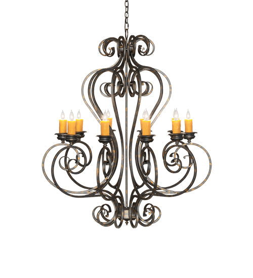 Meyda Lighting Fernando 42" 10-Light French Bronze Chandelier With Ivory Faux Candlelight