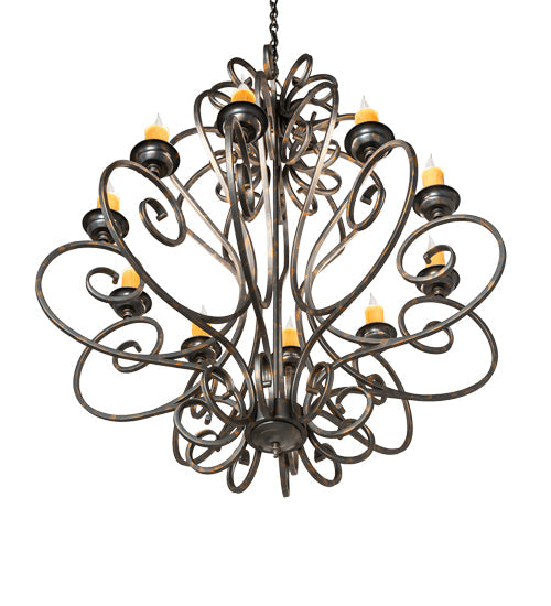 Meyda Lighting Fernando 42" 10-Light French Bronze Chandelier With Ivory Faux Candlelight