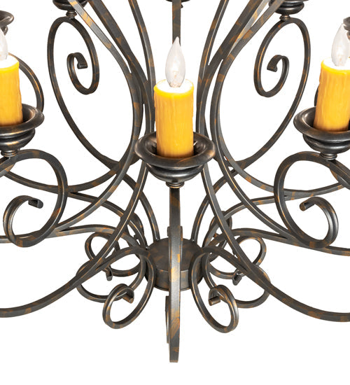 Meyda Lighting Fernando 42" 10-Light French Bronze Chandelier With Ivory Faux Candlelight