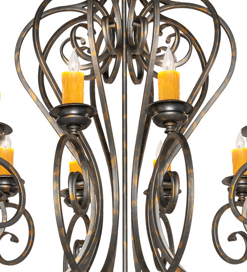 Meyda Lighting Fernando 42" 10-Light French Bronze Chandelier With Ivory Faux Candlelight