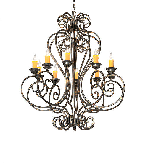 Meyda Lighting Fernando 42" 10-Light French Bronze Chandelier With Ivory Faux Candlelight