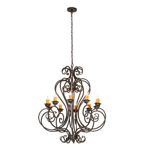 Meyda Lighting Fernando 42" 10-Light Golden Bronze Chandelier With Amber Faux Candlelight