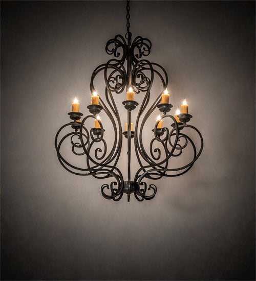 Meyda Lighting Fernando 42" 10-Light Golden Bronze Chandelier With Amber Faux Candlelight