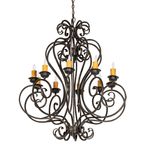 Meyda Lighting Fernando 42" 10-Light Golden Bronze Chandelier With Amber Faux Candlelight