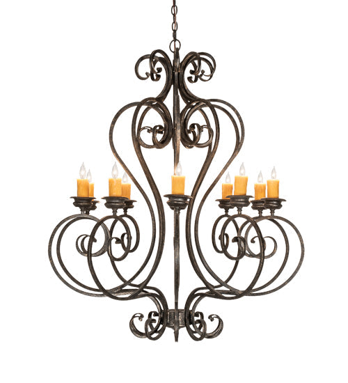 Meyda Lighting Fernando 42" 10-Light Golden Bronze Chandelier With Amber Faux Candlelight