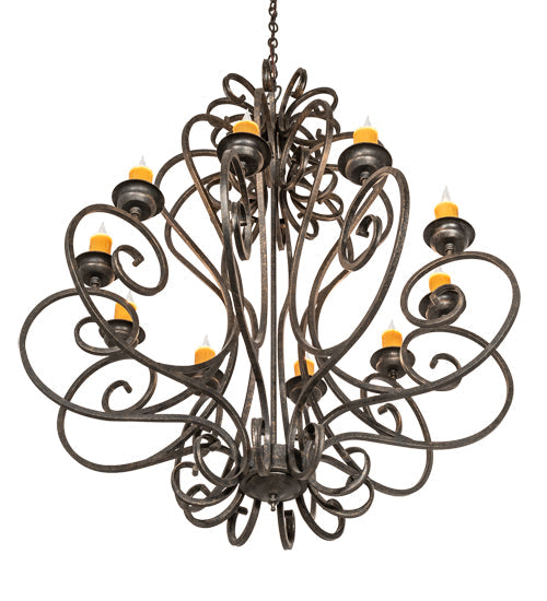 Meyda Lighting Fernando 42" 10-Light Golden Bronze Chandelier With Amber Faux Candlelight