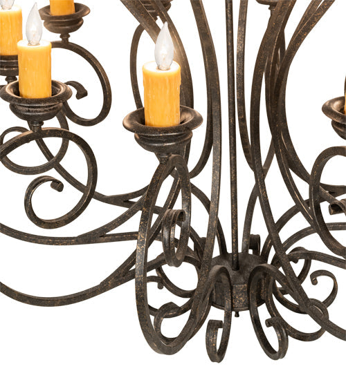 Meyda Lighting Fernando 42" 10-Light Golden Bronze Chandelier With Amber Faux Candlelight