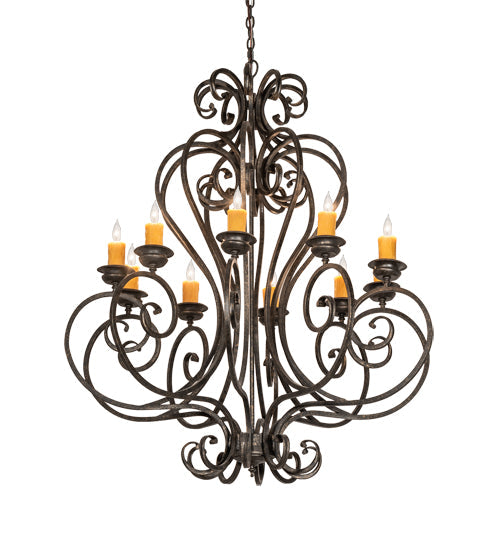 Meyda Lighting Fernando 42" 10-Light Golden Bronze Chandelier With Amber Faux Candlelight