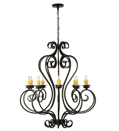 Meyda Lighting Fernando 42" 10-Light Timeless Bronze Chandelier With Ivory Faux Candlelight