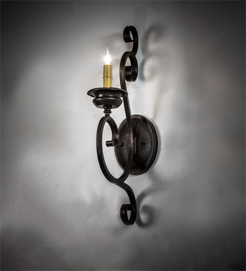 Meyda Lighting Fernando 5" Gilded Tobacco Wall Sconce With White Pleated Textrene Shade