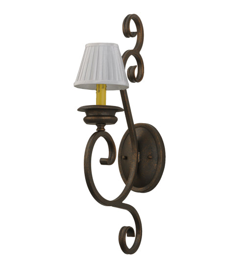 Meyda Lighting Fernando 5" Gilded Tobacco Wall Sconce With White Pleated Textrene Shade