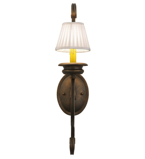 Meyda Lighting Fernando 5" Gilded Tobacco Wall Sconce With White Pleated Textrene Shade