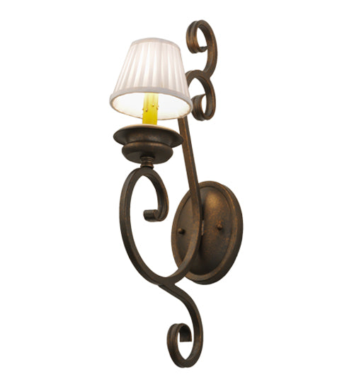 Meyda Lighting Fernando 5" Gilded Tobacco Wall Sconce With White Pleated Textrene Shade