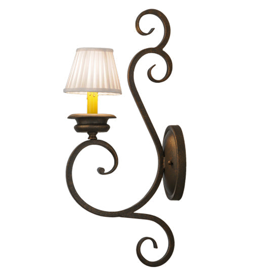 Meyda Lighting Fernando 5" Gilded Tobacco Wall Sconce With White Pleated Textrene Shade