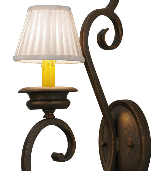 Meyda Lighting Fernando 5" Gilded Tobacco Wall Sconce With White Pleated Textrene Shade