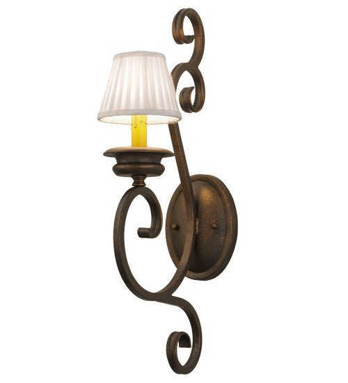 Meyda Lighting Fernando 5" Gilded Tobacco Wall Sconce With White Pleated Textrene Shade
