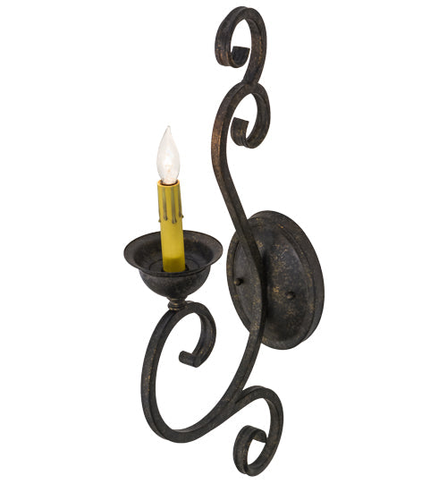 Meyda Lighting Fernando 5" Golden Bronze Wall Sconce With Ivory Faux Candlelight