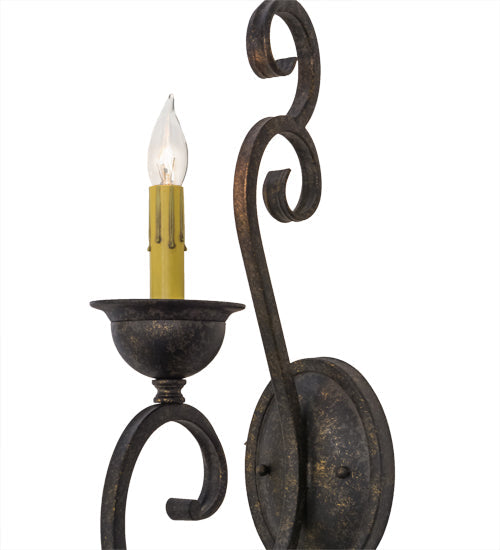 Meyda Lighting Fernando 5" Golden Bronze Wall Sconce With Ivory Faux Candlelight