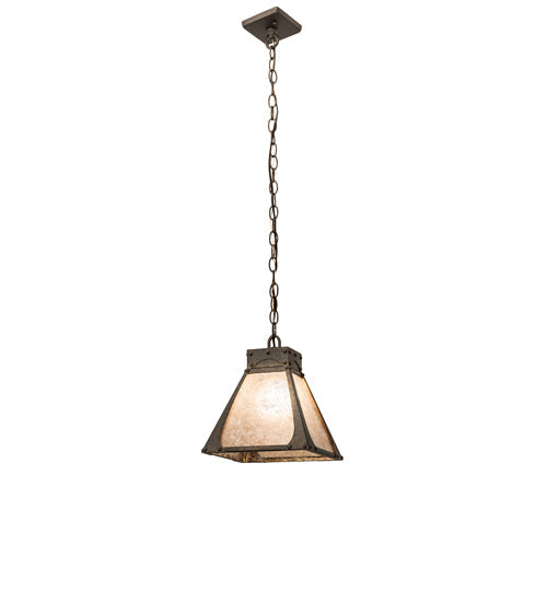 Meyda Lighting Ferro 14" Petzite Pendant Light With Silver Mica Shade Glass