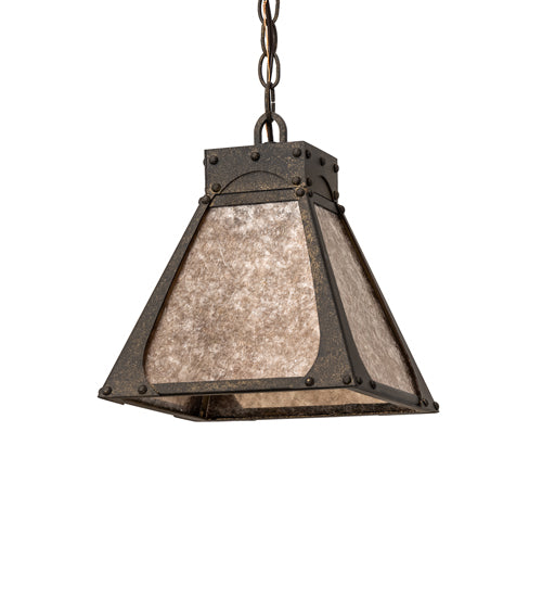 Meyda Lighting Ferro 14" Petzite Pendant Light With Silver Mica Shade Glass
