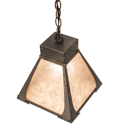 Meyda Lighting Ferro 14" Petzite Pendant Light With Silver Mica Shade Glass