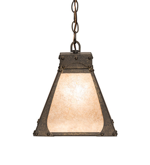Meyda Lighting Ferro 14" Petzite Pendant Light With Silver Mica Shade Glass