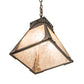 Meyda Lighting Ferro 14" Petzite Pendant Light With Silver Mica Shade Glass