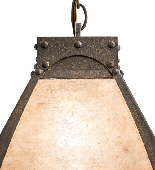 Meyda Lighting Ferro 14" Petzite Pendant Light With Silver Mica Shade Glass