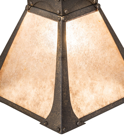 Meyda Lighting Ferro 14" Petzite Pendant Light With Silver Mica Shade Glass