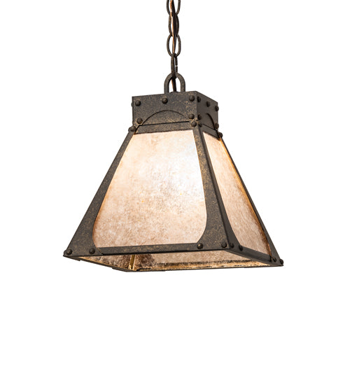 Meyda Lighting Ferro 14" Petzite Pendant Light With Silver Mica Shade Glass