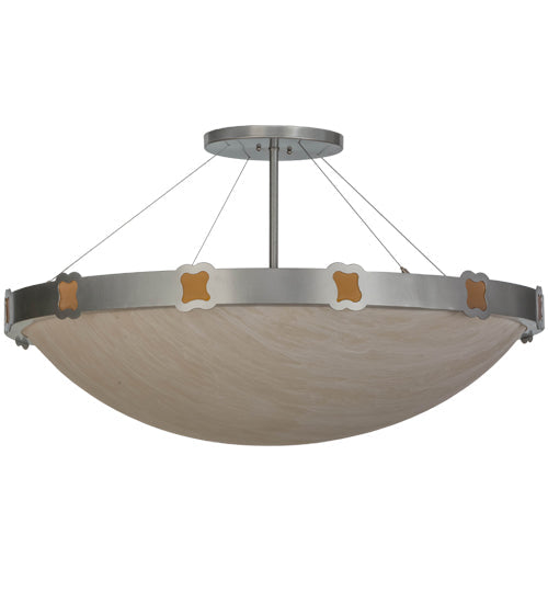 Meyda Lighting Festiva 42" 4-Light Brushed Nickel Semi-flush Mount Ceiling Light With Fleshtone Idalight Shade