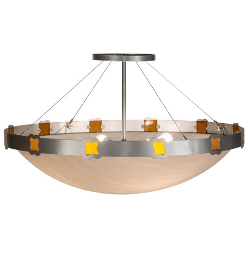Meyda Lighting Festiva 42" 4-Light Brushed Nickel Semi-flush Mount Ceiling Light With Fleshtone Idalight Shade