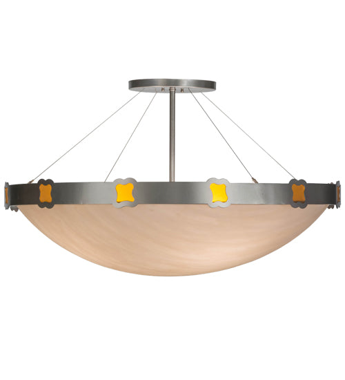 Meyda Lighting Festiva 42" 4-Light Brushed Nickel Semi-flush Mount Ceiling Light With Fleshtone Idalight Shade
