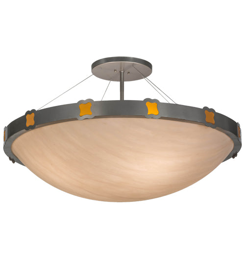Meyda Lighting Festiva 42" 4-Light Brushed Nickel Semi-flush Mount Ceiling Light With Fleshtone Idalight Shade