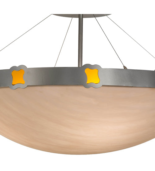 Meyda Lighting Festiva 42" 4-Light Brushed Nickel Semi-flush Mount Ceiling Light With Fleshtone Idalight Shade