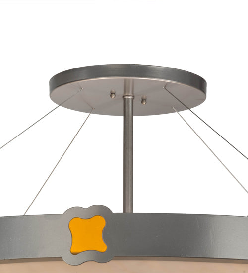 Meyda Lighting Festiva 42" 4-Light Brushed Nickel Semi-flush Mount Ceiling Light With Fleshtone Idalight Shade