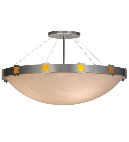 Meyda Lighting Festiva 42" 4-Light Brushed Nickel Semi-flush Mount Ceiling Light With Fleshtone Idalight Shade