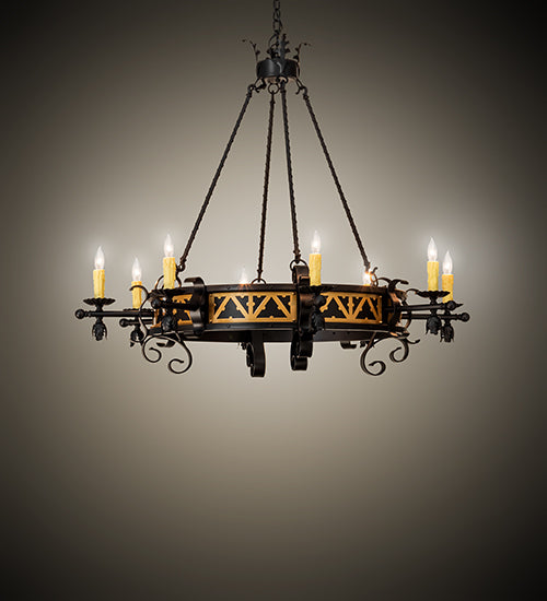 Meyda Lighting Filomena 48" 8-Light Blackwash & Gold Accent Chandelier With Ivory Faux Candlelight