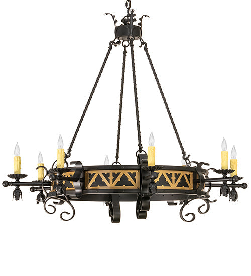 Meyda Lighting Filomena 48" 8-Light Blackwash & Gold Accent Chandelier With Ivory Faux Candlelight