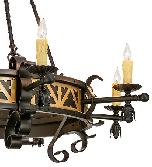 Meyda Lighting Filomena 48" 8-Light Blackwash & Gold Accent Chandelier With Ivory Faux Candlelight