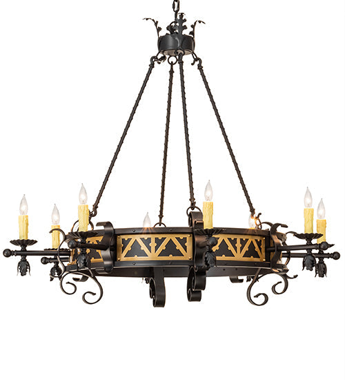 Meyda Lighting Filomena 48" 8-Light Blackwash & Gold Accent Chandelier With Ivory Faux Candlelight