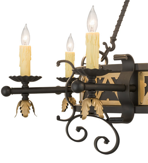 Meyda Lighting Filomena 48" 8-Light Blackwash and Gold Accents Chandelier With Ivory Faux Candlelight